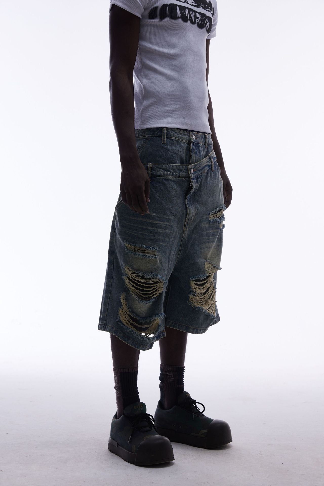 YAVIORA Ripped and Distressed Denim Shorts