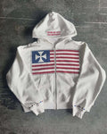 "Freedom & Beauty" Letter Appliqué Hoodie