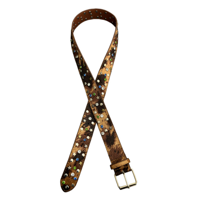 YAVIORA rhinestone studded horsehair belt
