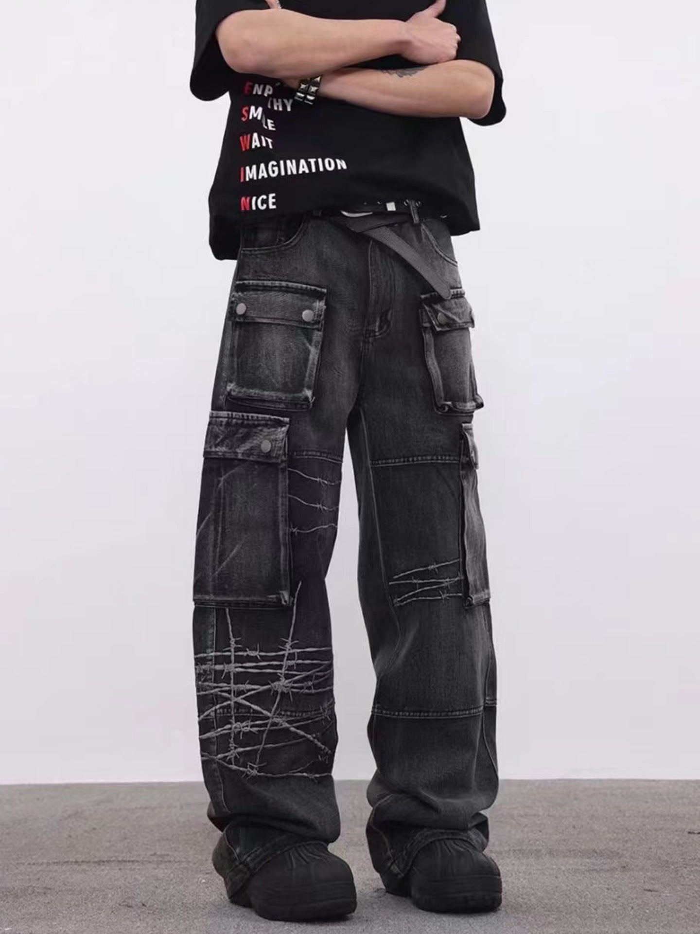 YAVIORA Multi-Pocket Workwear Denim Jeans