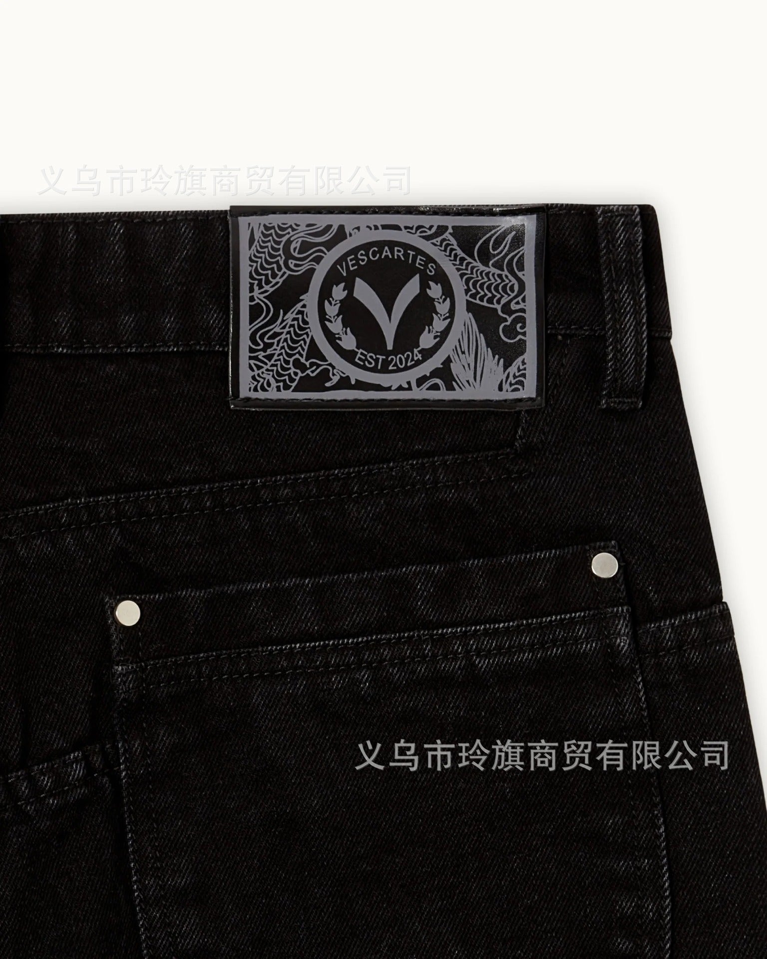 Vintage-Style Wide-Leg Jeans with Intricate Embroidery