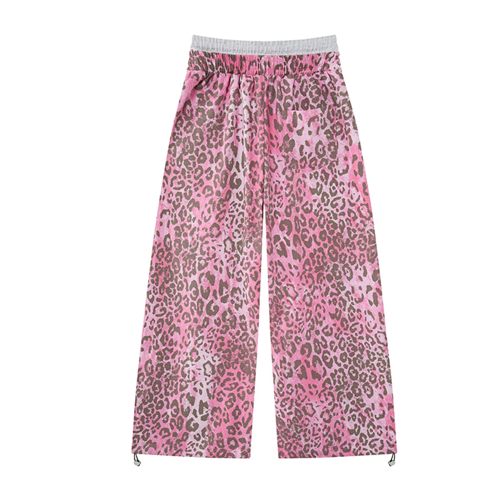 YAVIORA Pink Leopard Print Faux Two-Piece Pants