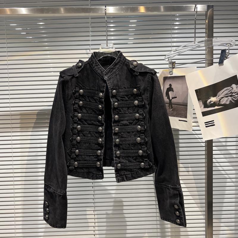 Y2K Classic Metal Ripped Button Washed Denim Jacket