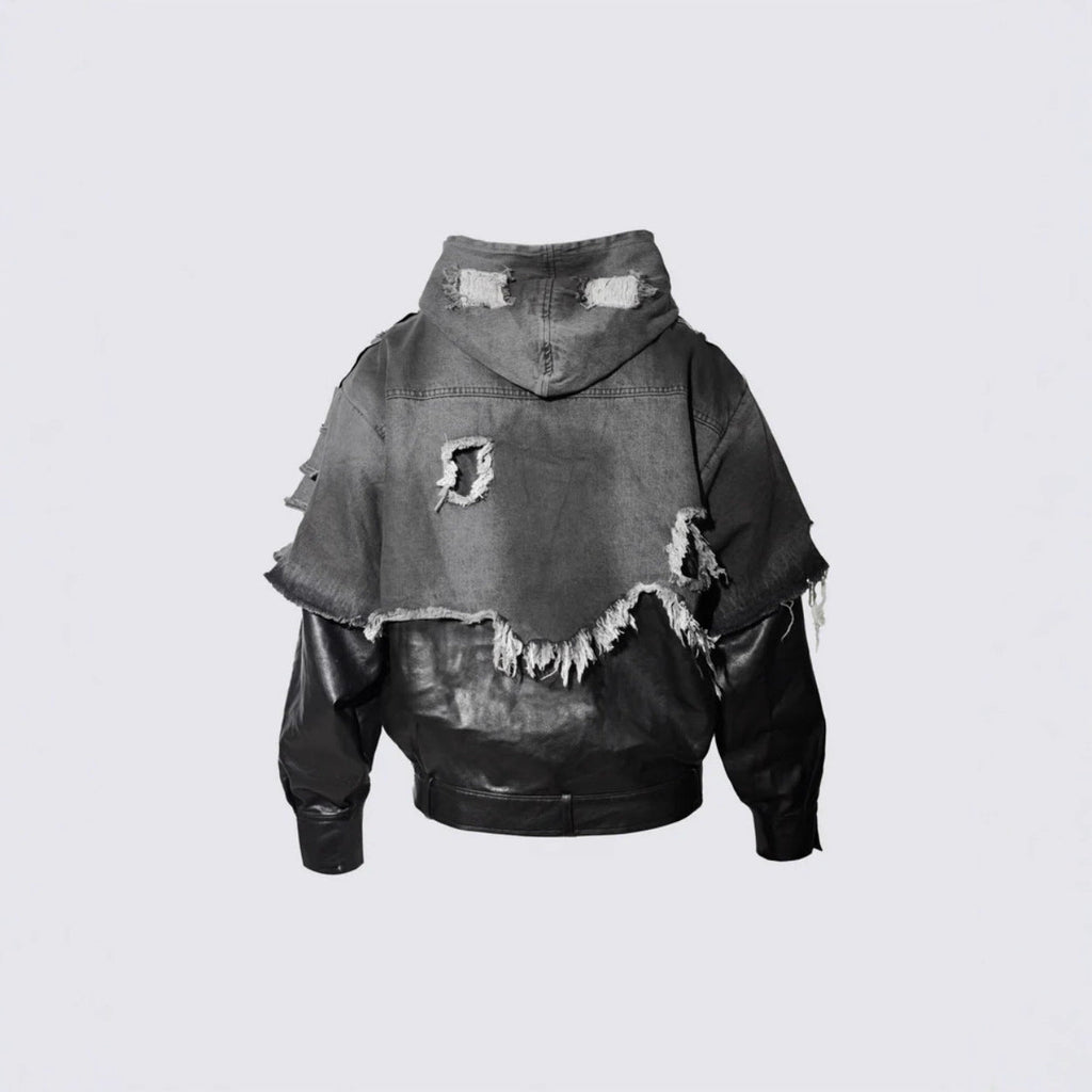 YAVIORA Distressed Denim Hoodie