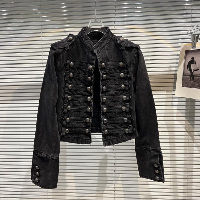 Y2K Classic Metal Ripped Button Washed Denim Jacket