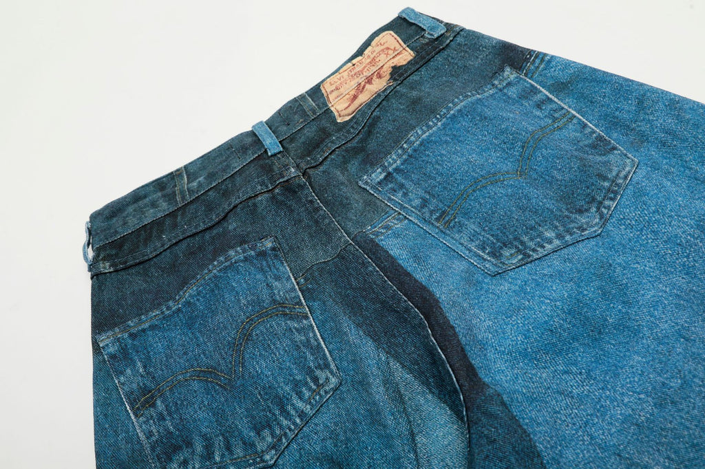 YAVIORA Irregular Printed Scimitar Cut Jeans