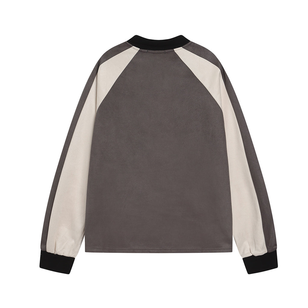 YAVIORA Color Block Embroidered Sports Sweatshirt