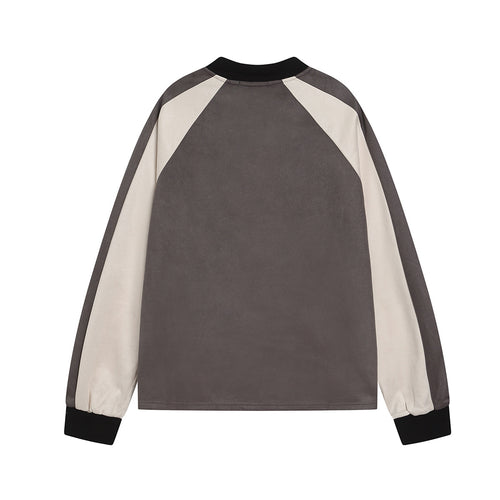 YAVIORA Color Block Embroidered Sports Sweatshirt
