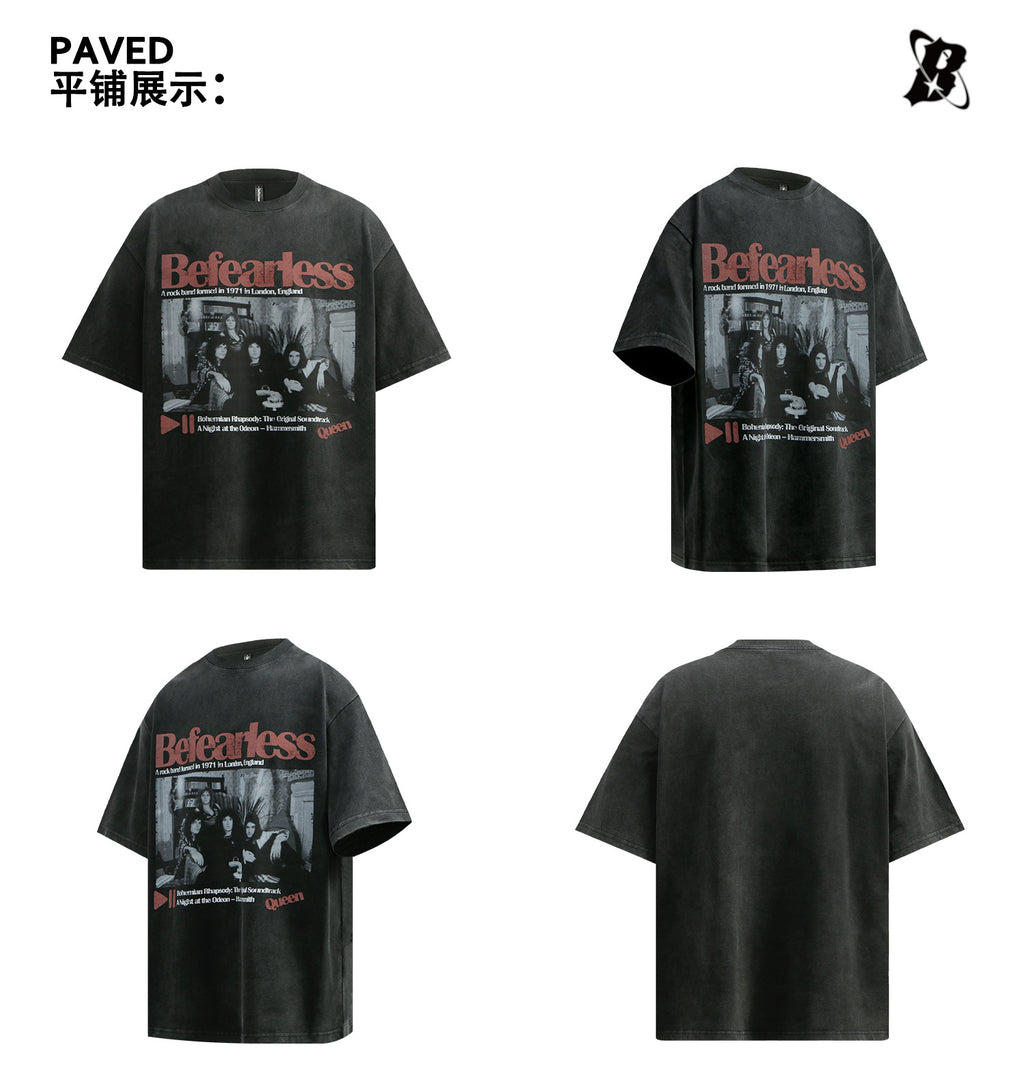 YAVIORA Distressed Band Print T-Shirt