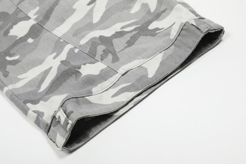 YAVIORA Gray and White Camouflage Cargo Pants