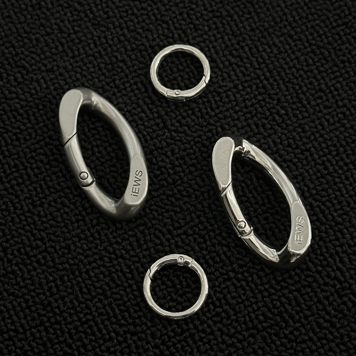 Oval Spring Snap Hook Keychain Ring Silver Metal