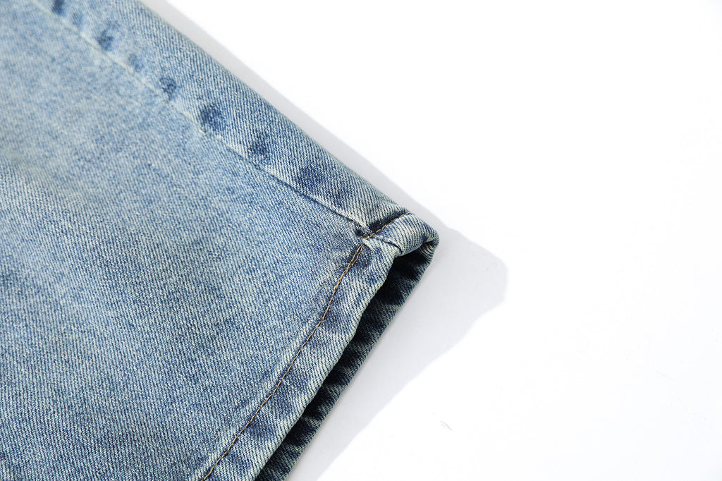 YAVIORA Vintage Washed Scimitar Fit Denim Shorts