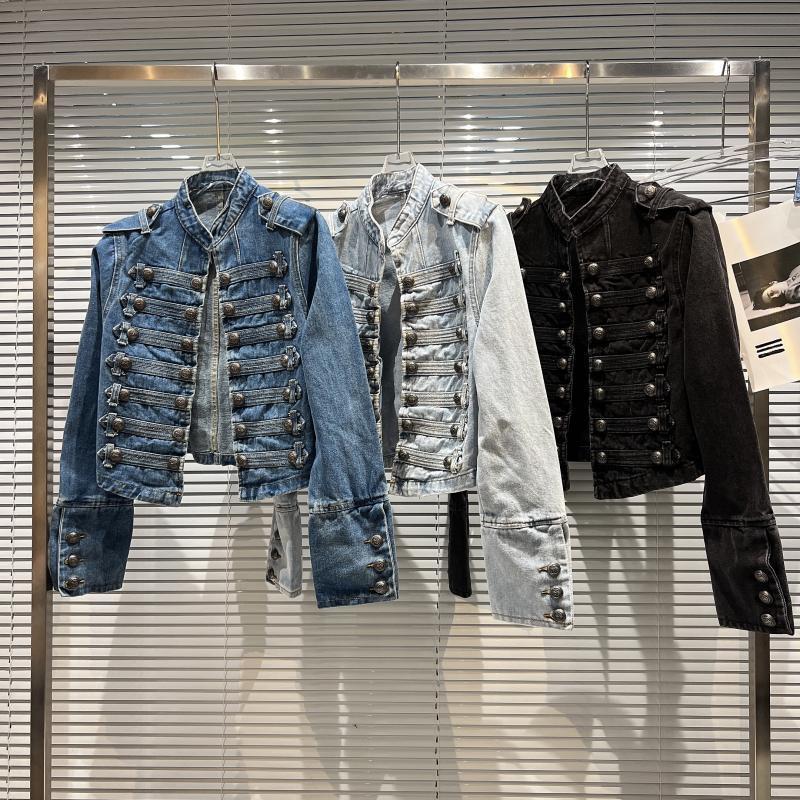 Y2K Classic Metal Ripped Button Washed Denim Jacket