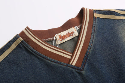 Sweat à capuche en jean brodé YAVIORA