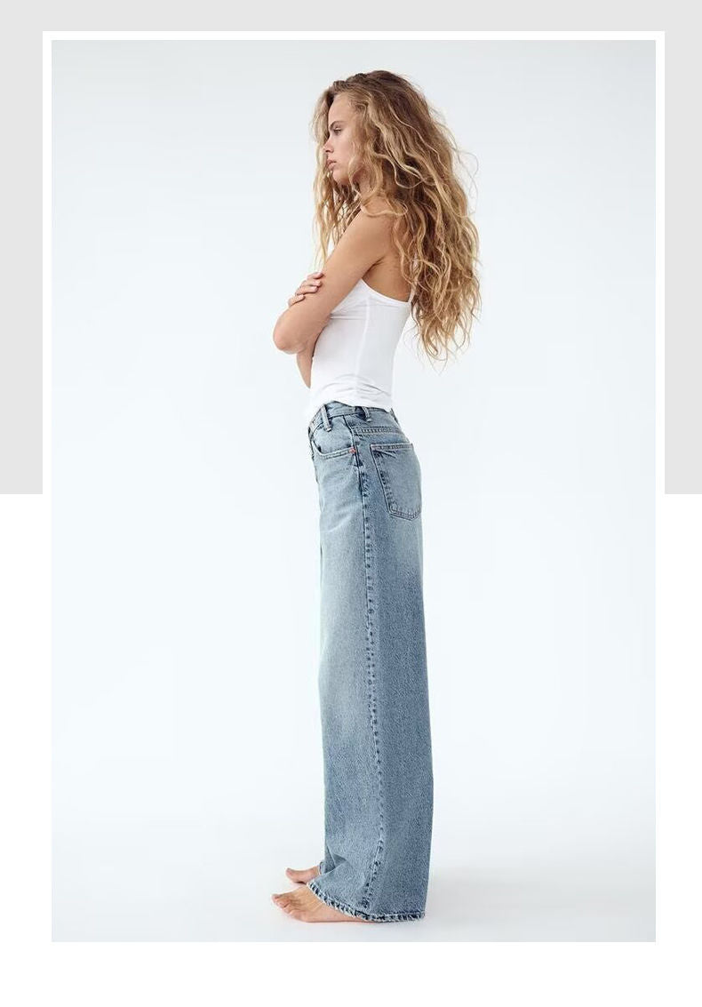 Y2K Casual Fashion Washed Jeans with Irregular Design