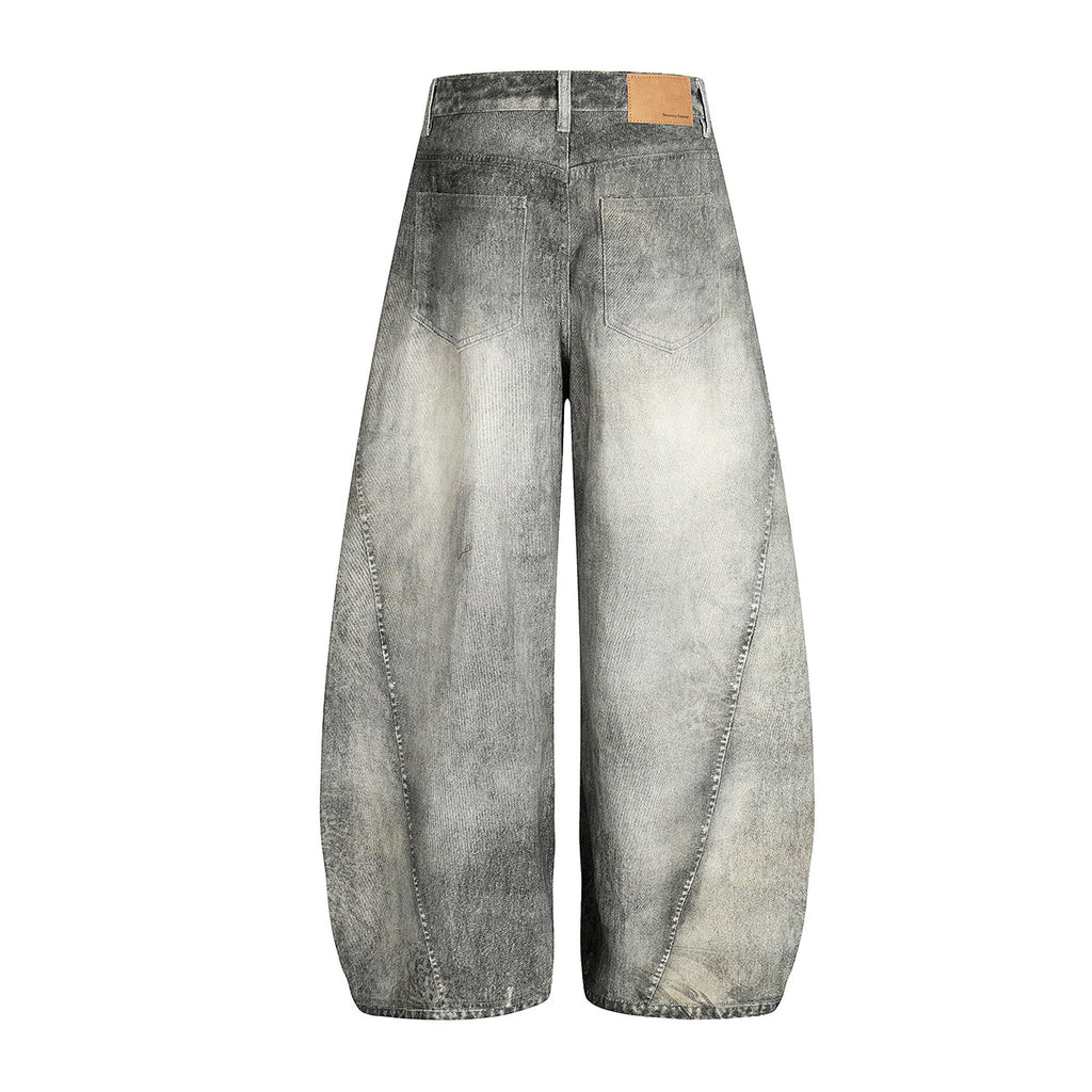 YAVIORA Spliced Dirty Wash Curved Baggy Pants