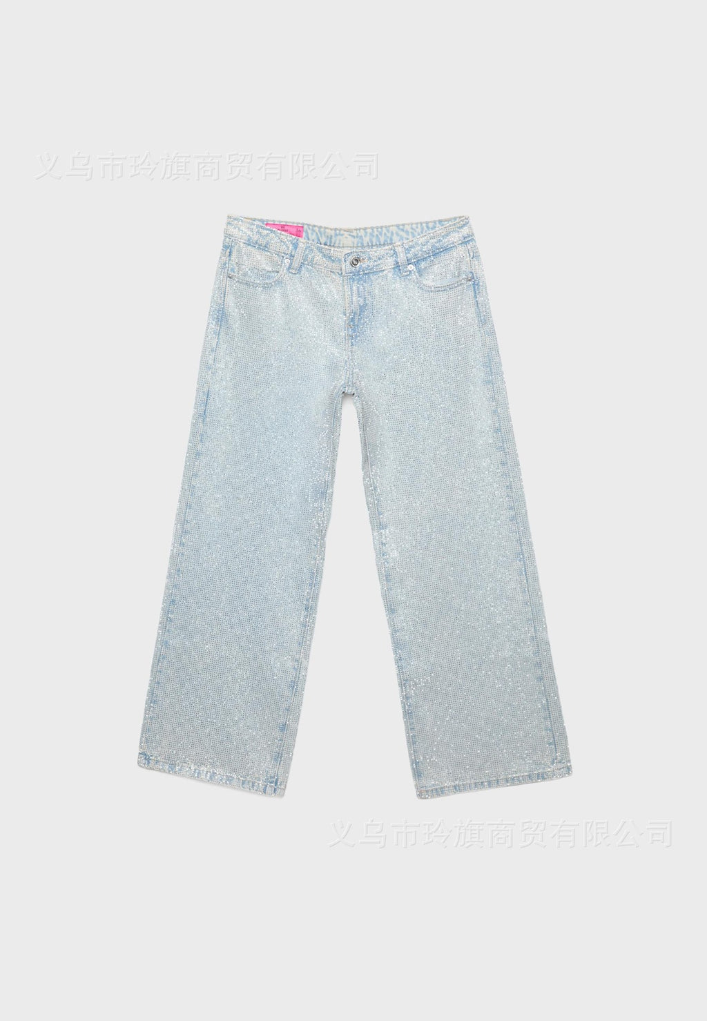 Star Print Rhinestone Embroidered Jeans