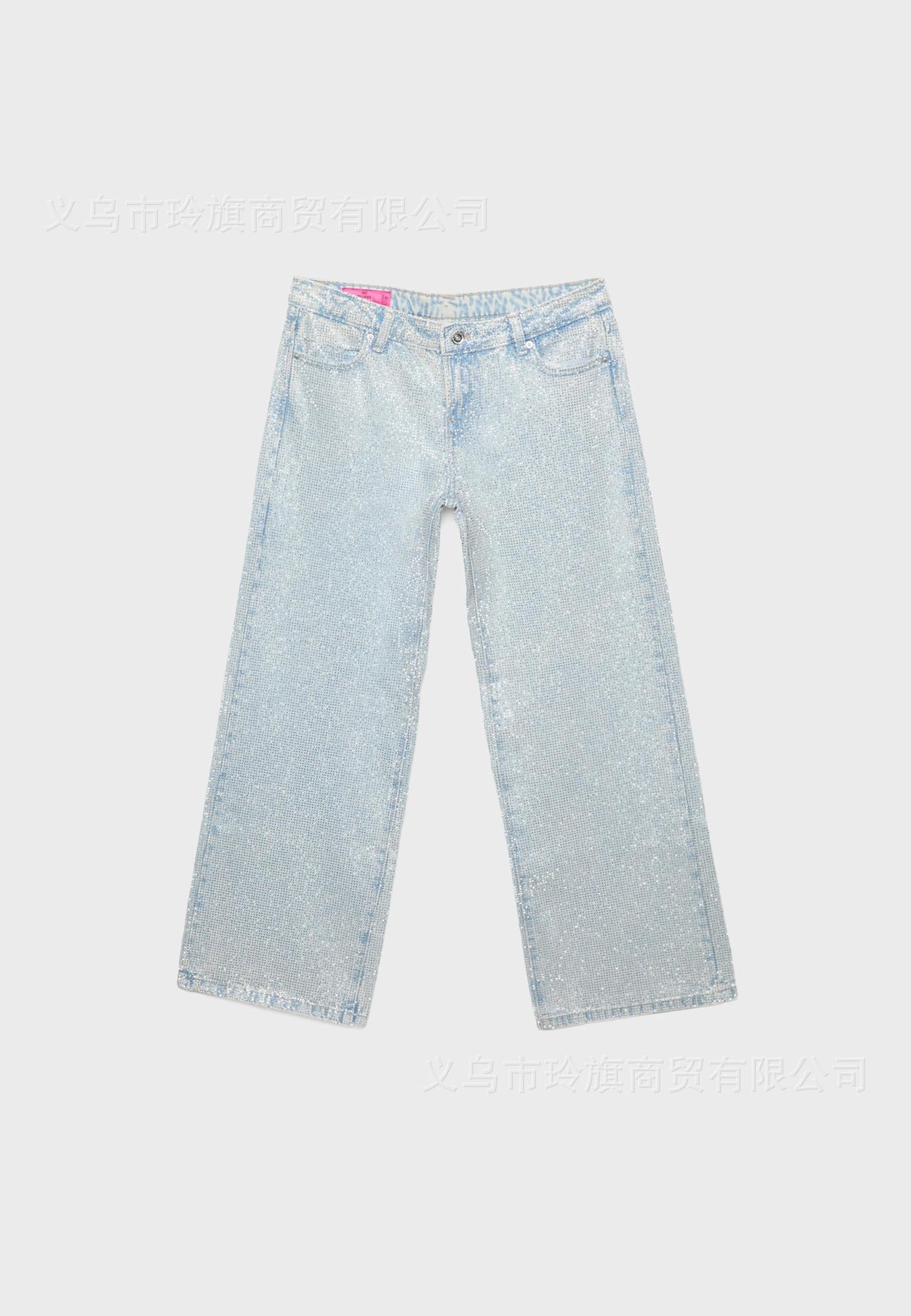 Star Print Rhinestone Embroidered Jeans