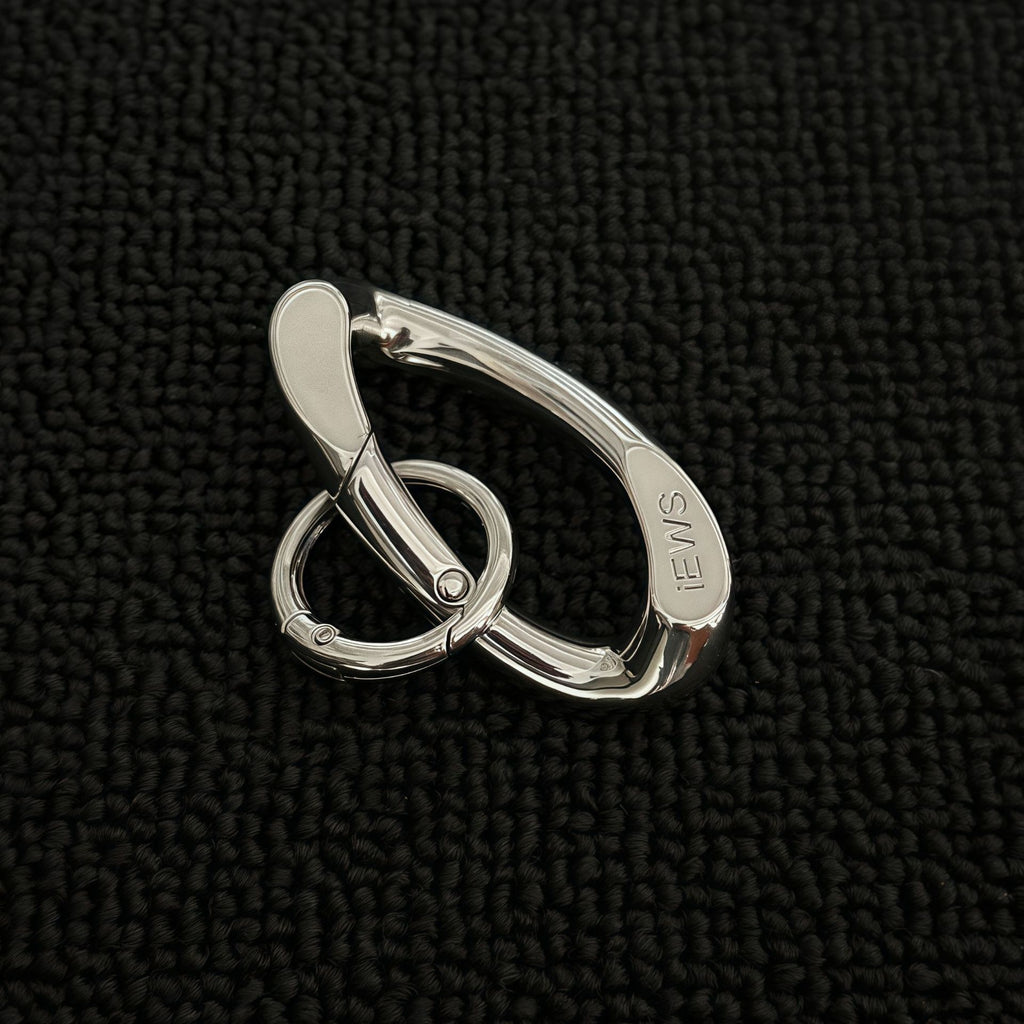 Oval Spring Snap Hook Keychain Ring Silver Metal