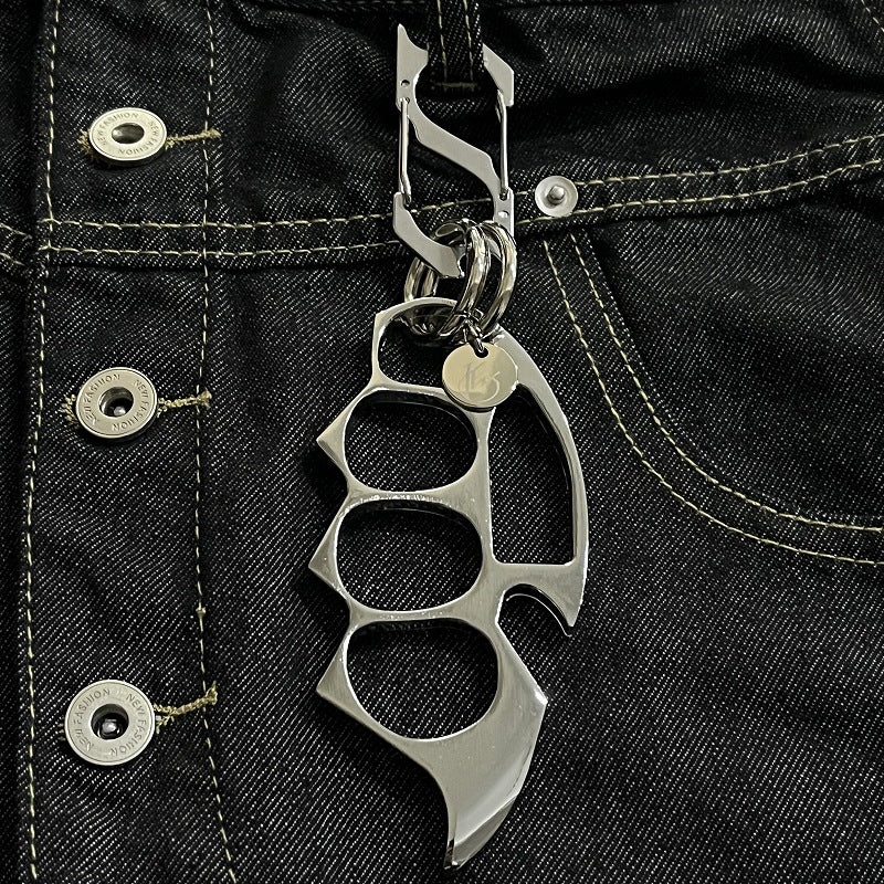 Stainless Steel Knuckle Duster Key Chain Pendant Accessory