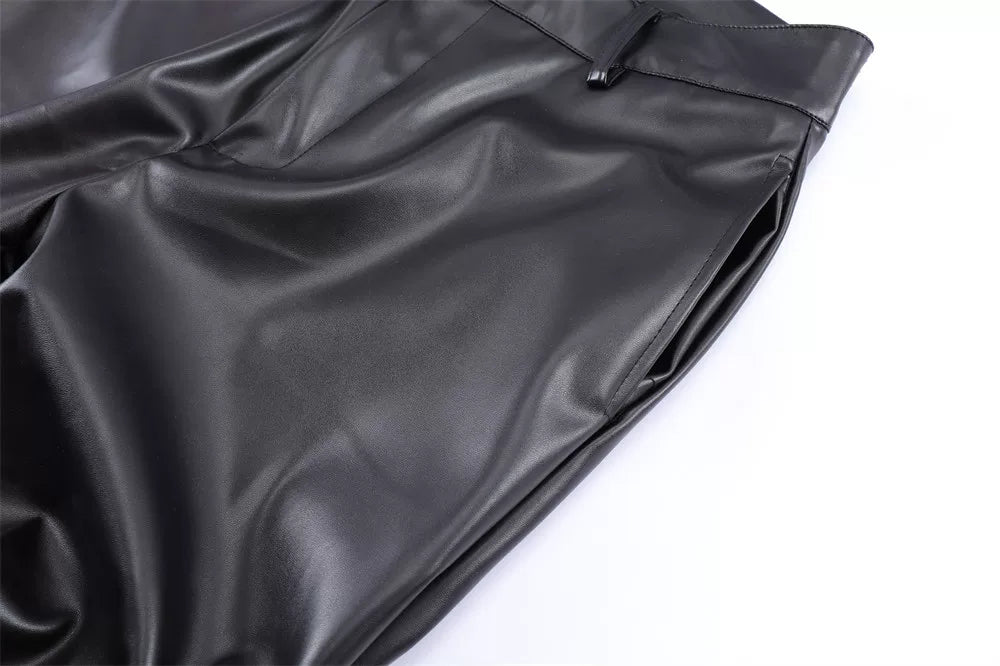 YAVIORA Glossy Pleated Pants