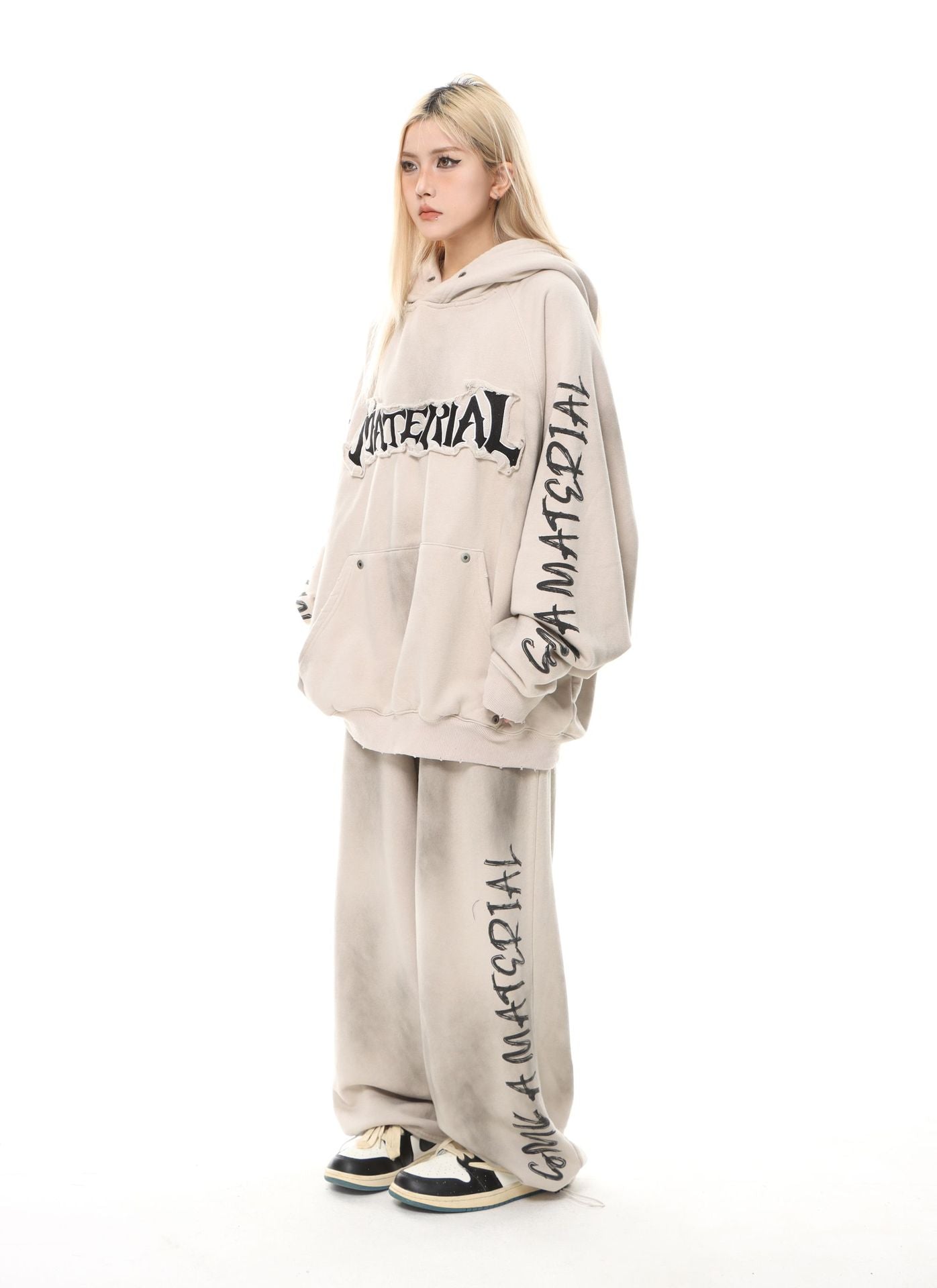 YAVIORA Wasteland Style Washed Embroidered Hoodie