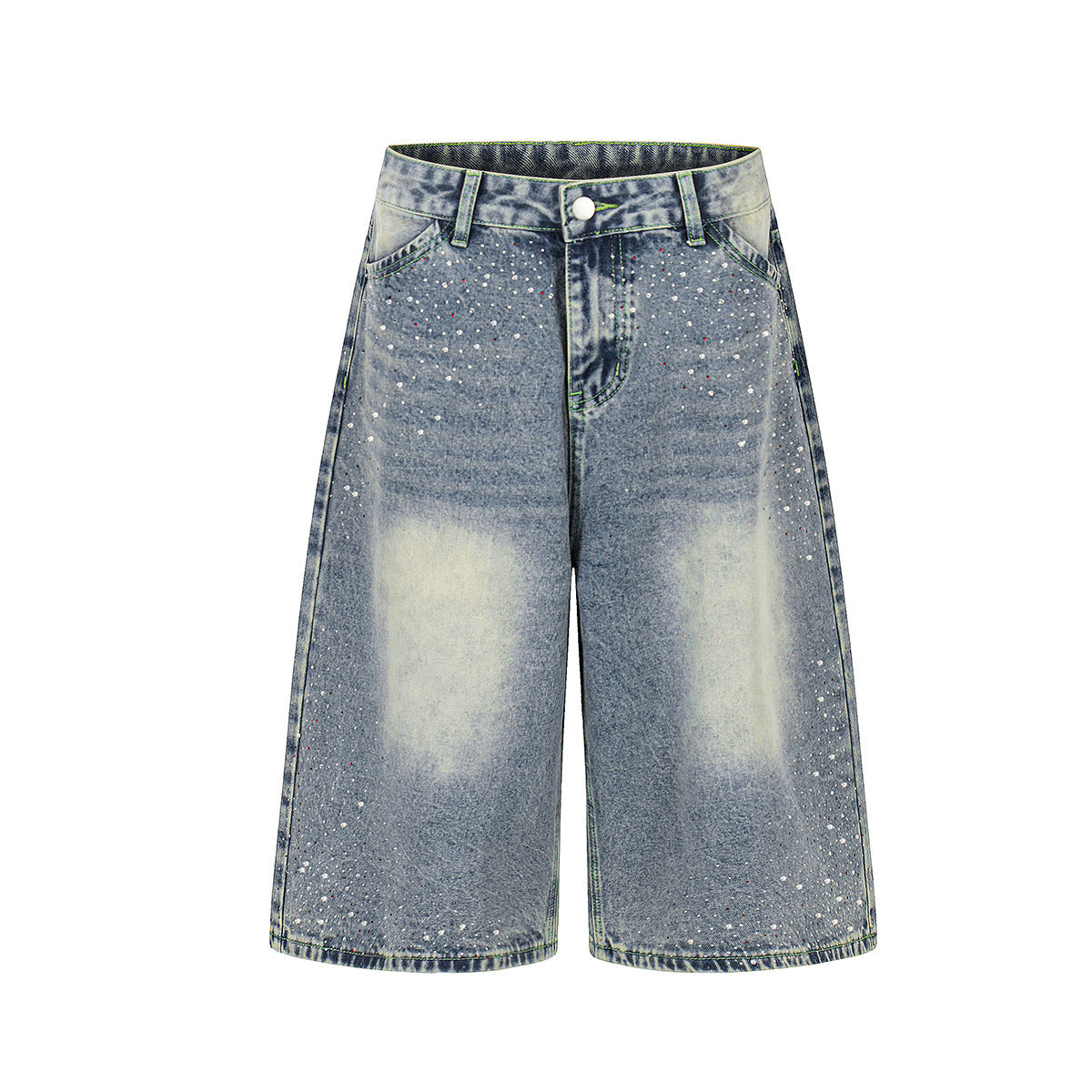 YAVIORA Rhinestone Wash Denim Shorts