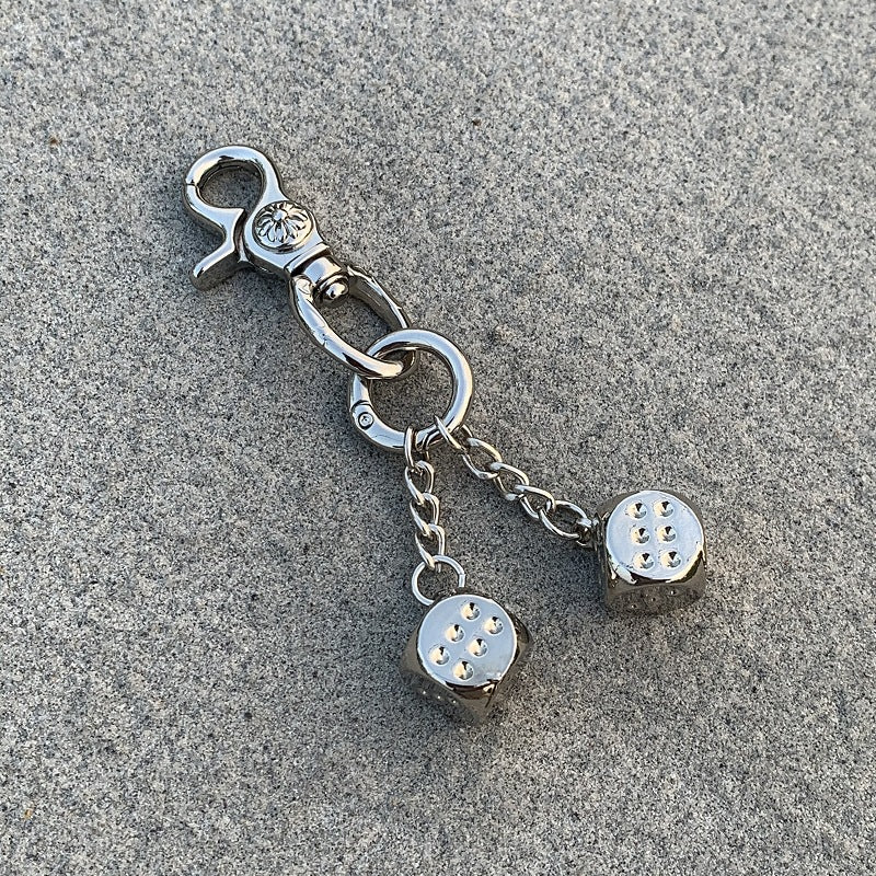 Retro floral heavy-duty keychain dice pendant