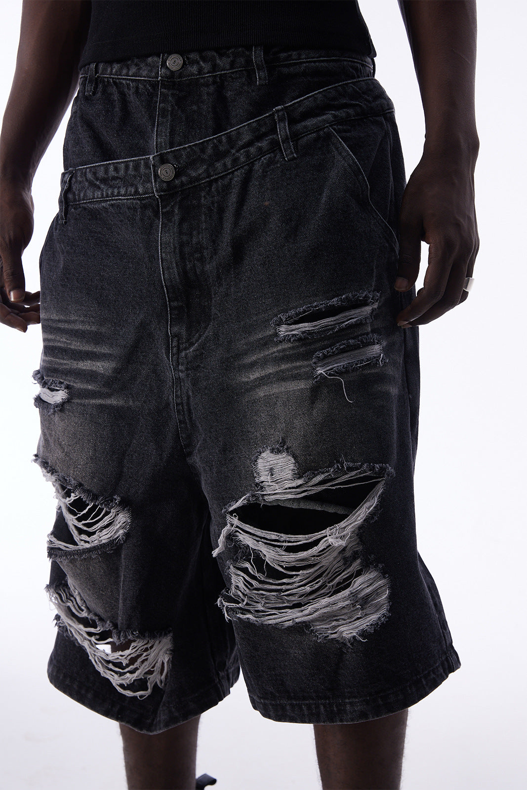 YAVIORA Ripped and Distressed Denim Shorts