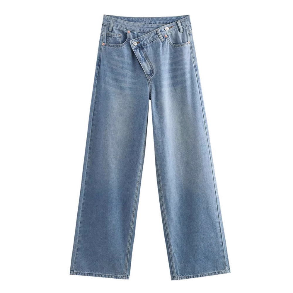 Y2K Casual Fashion Washed Jeans with Irregular Design