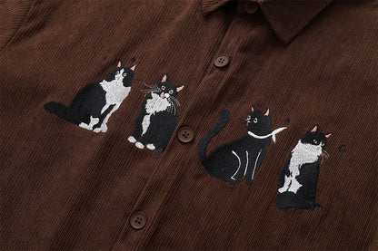 YAVIORA Cat Embroidered Shirt