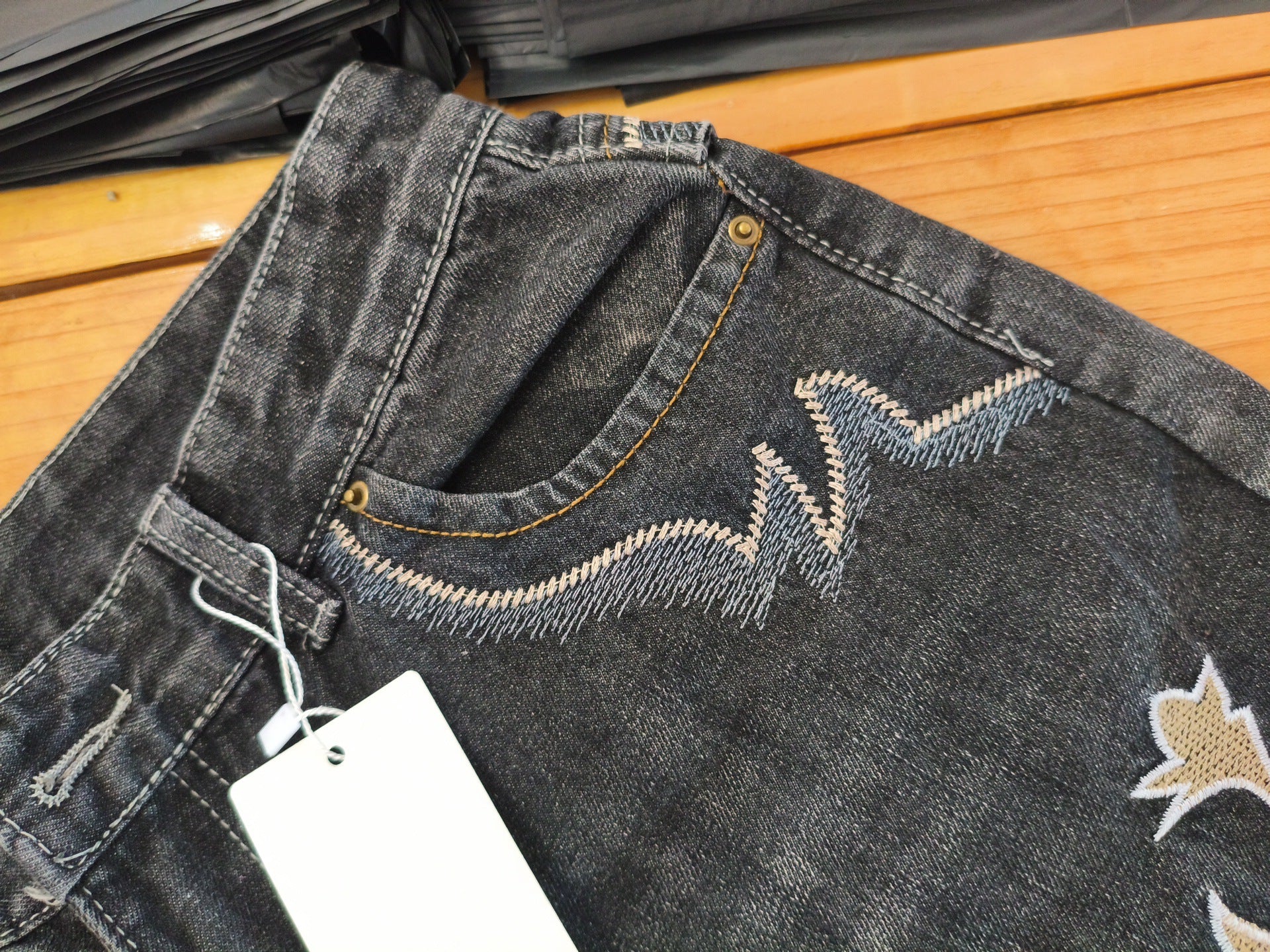 Y2K Dark-Style Patchwork Embroidered Flare Jeans