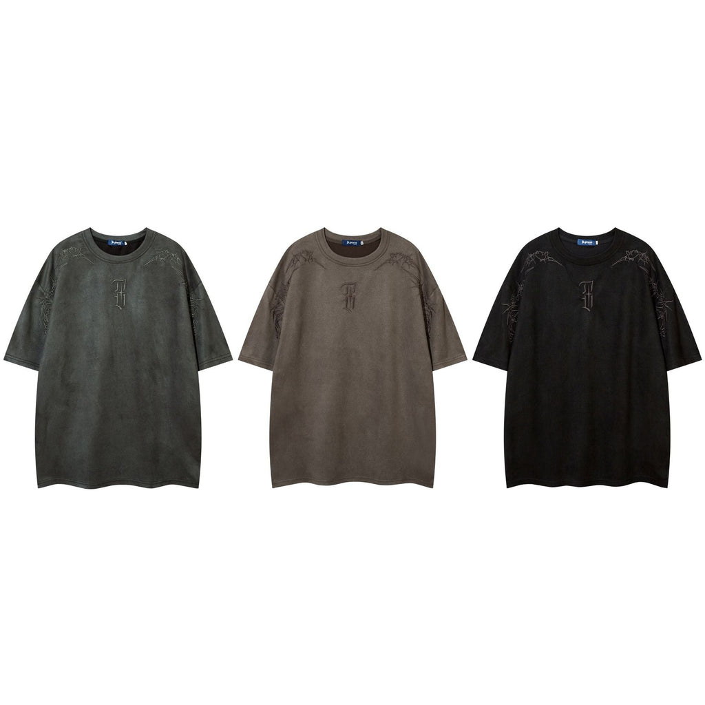 YAVIORA Besticktes Wildleder-T-Shirt