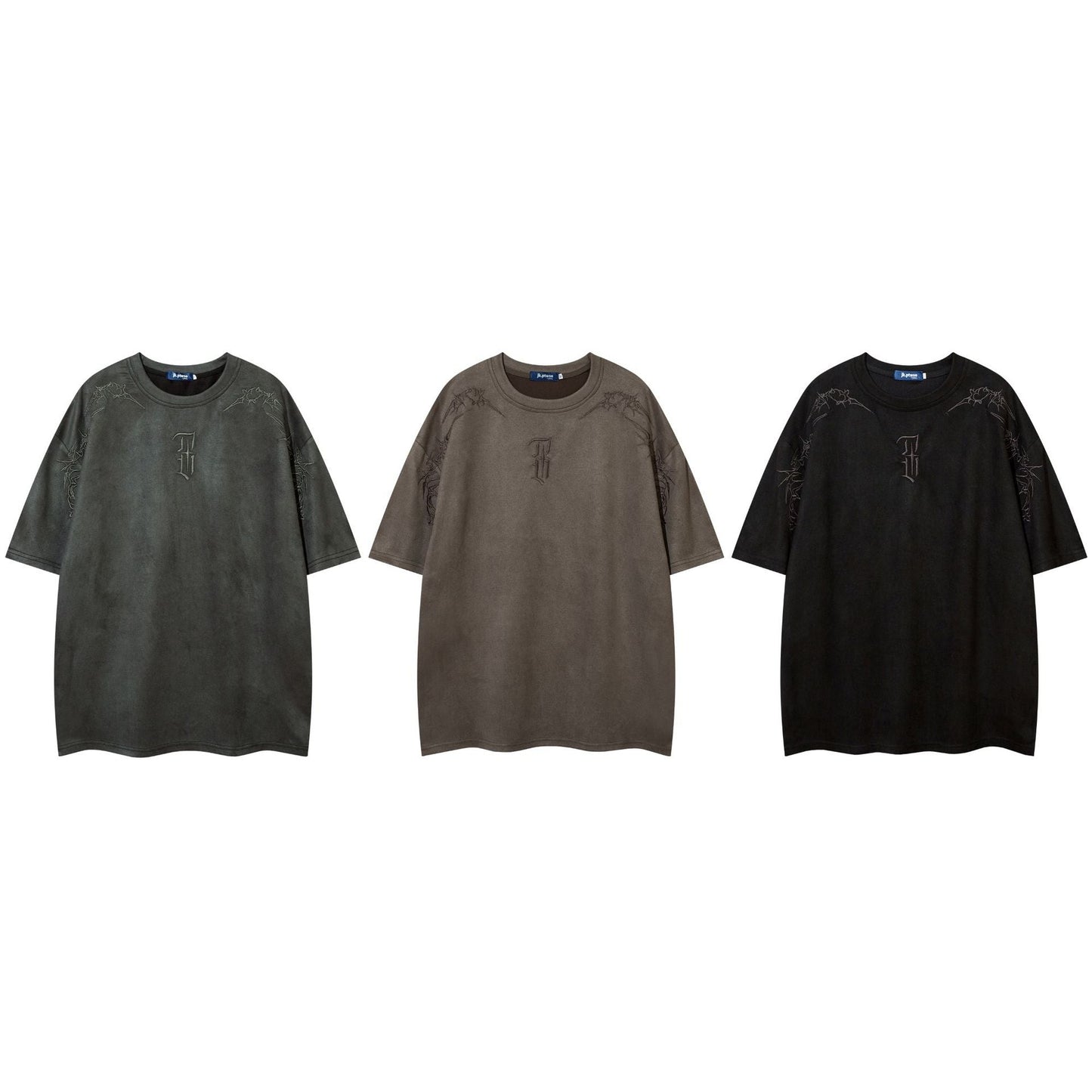 YAVIORA Besticktes Wildleder-T-Shirt
