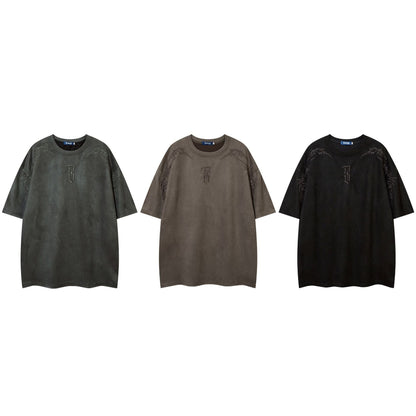 YAVIORA Besticktes Wildleder-T-Shirt