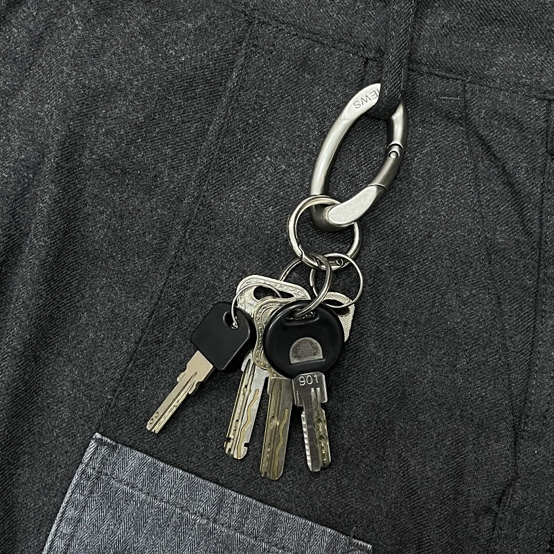 Oval Spring Snap Hook Keychain Ring Silver Metal