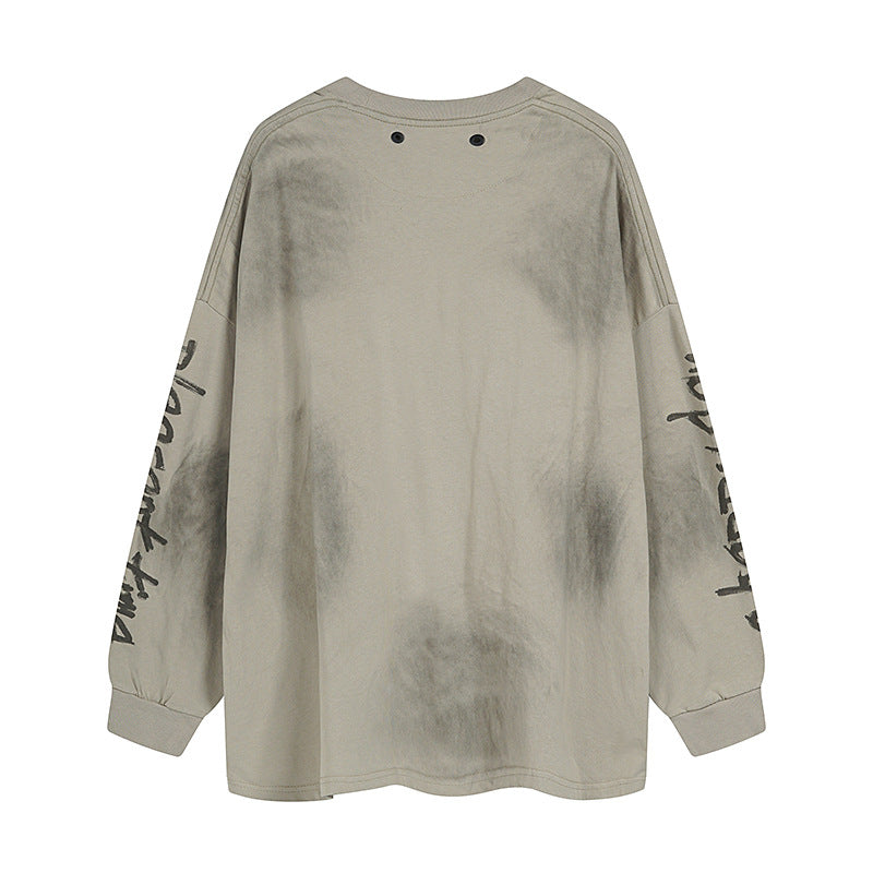 YAVIORA distressed tee with patchwork embroidery