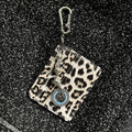 Leopard Print Keychain Card Holder with Dragon Charm