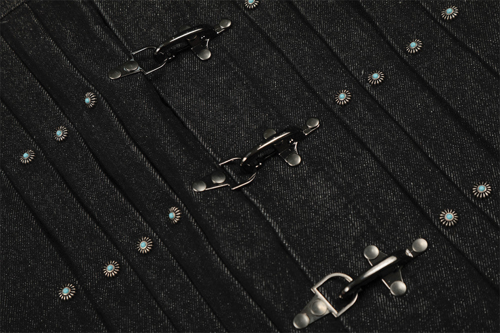YAVIORA Pleated Denim Jacket