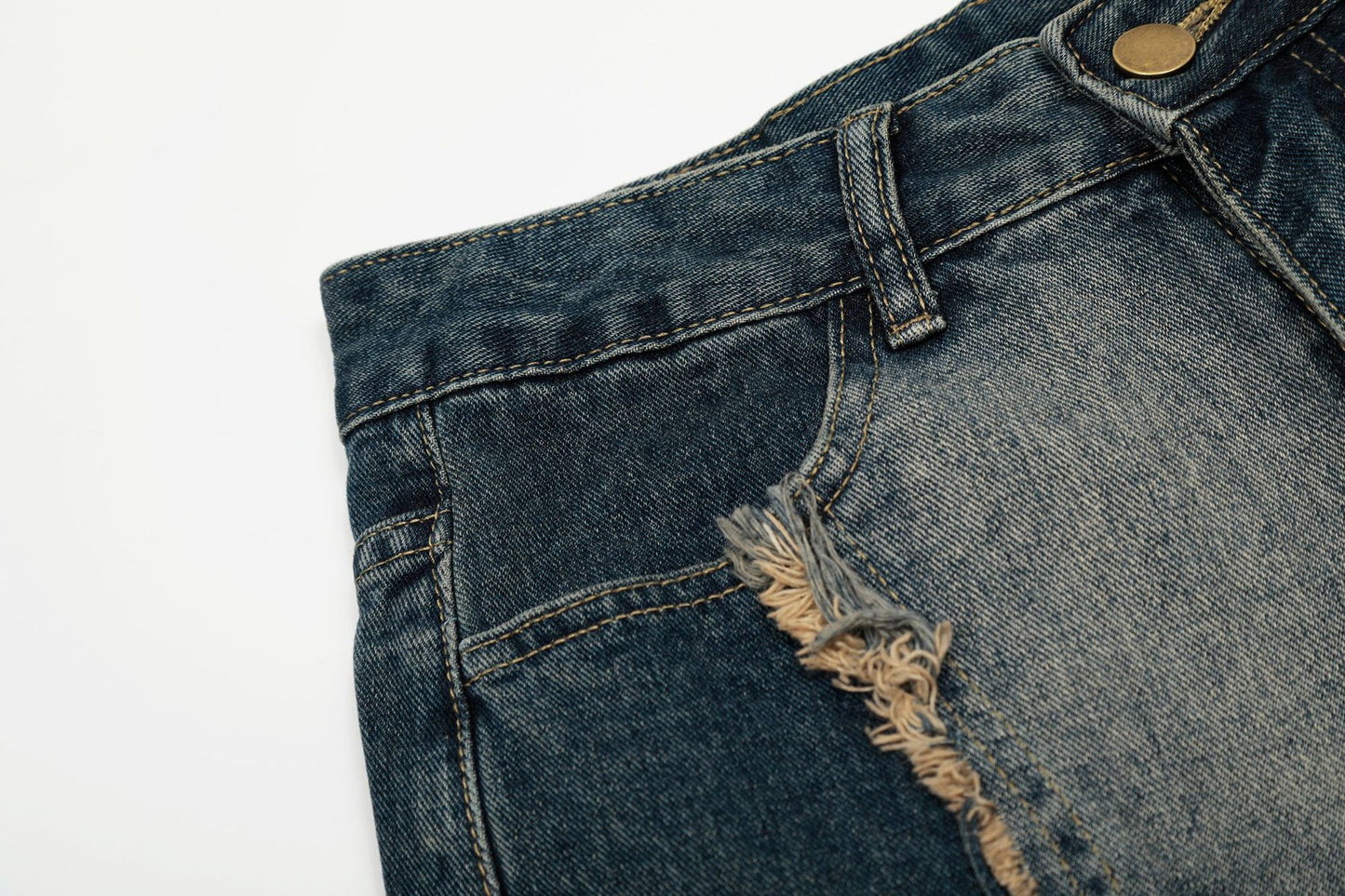 YAVIORA Embroidered Frayed Jeans
