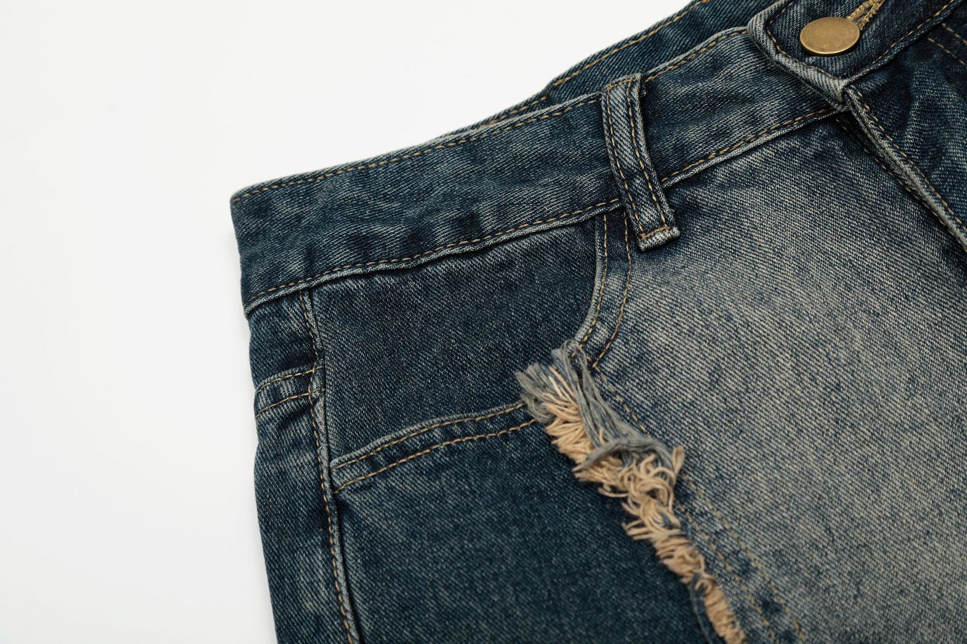 YAVIORA Embroidered Frayed Jeans