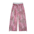 YAVIORA Pink Leopard Print Faux Two-Piece Pants