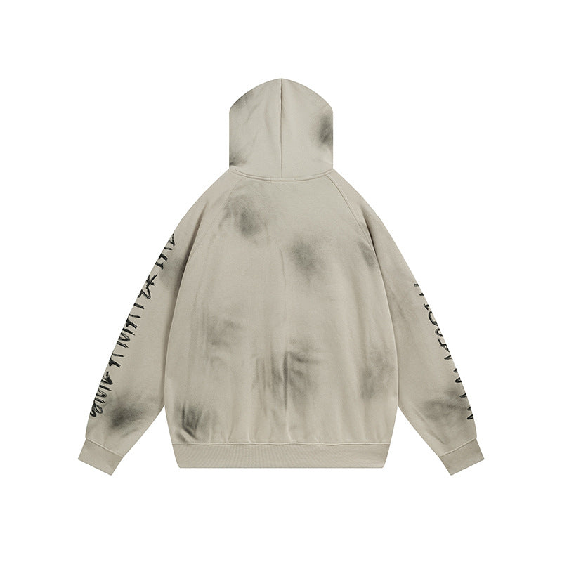 YAVIORA Wasteland Style Washed Embroidered Hoodie