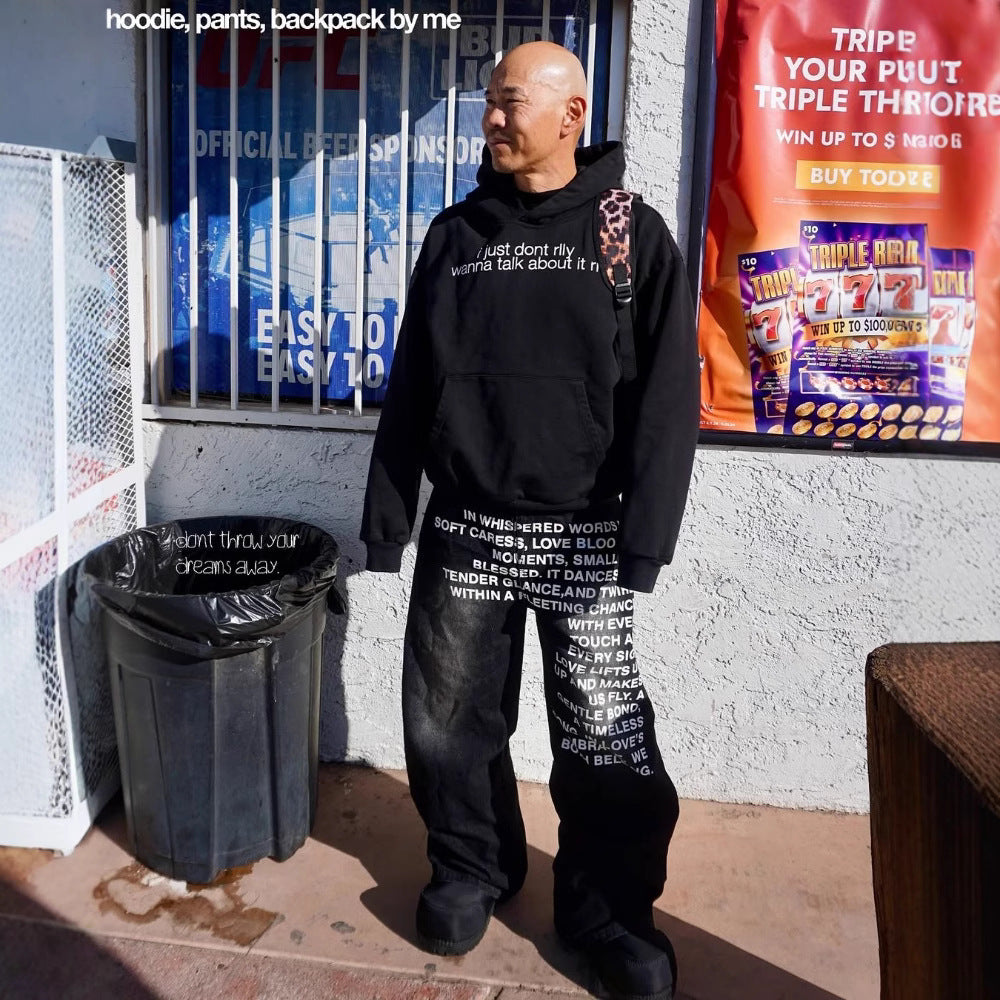 Y2K Men's Hip-Hop Jeans with American-Style Graphic Lettering