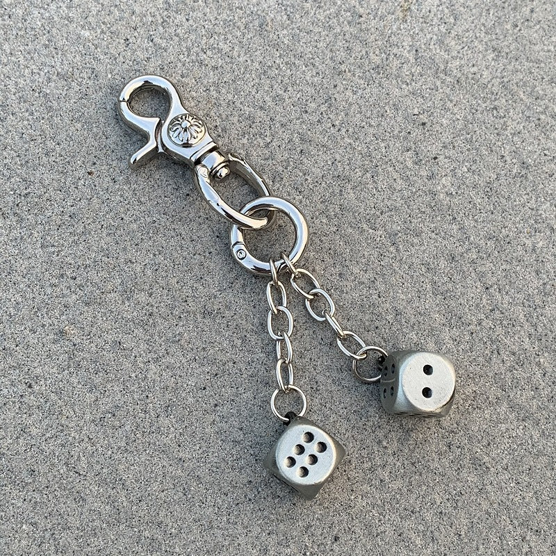 Retro floral heavy-duty keychain dice pendant