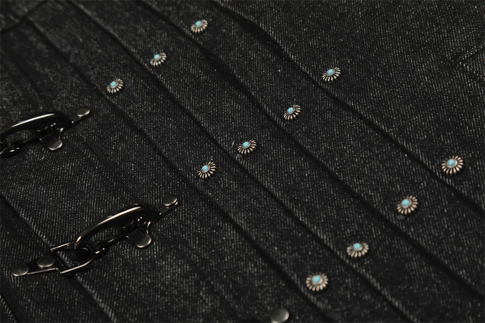 YAVIORA Pleated Denim Jacket