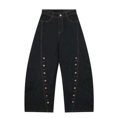 YAVIORA Multi-Button-Jeans mit geschwungenem Schnitt