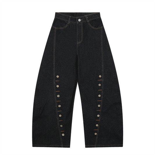 YAVIORA Multi-Button Curved Jeans