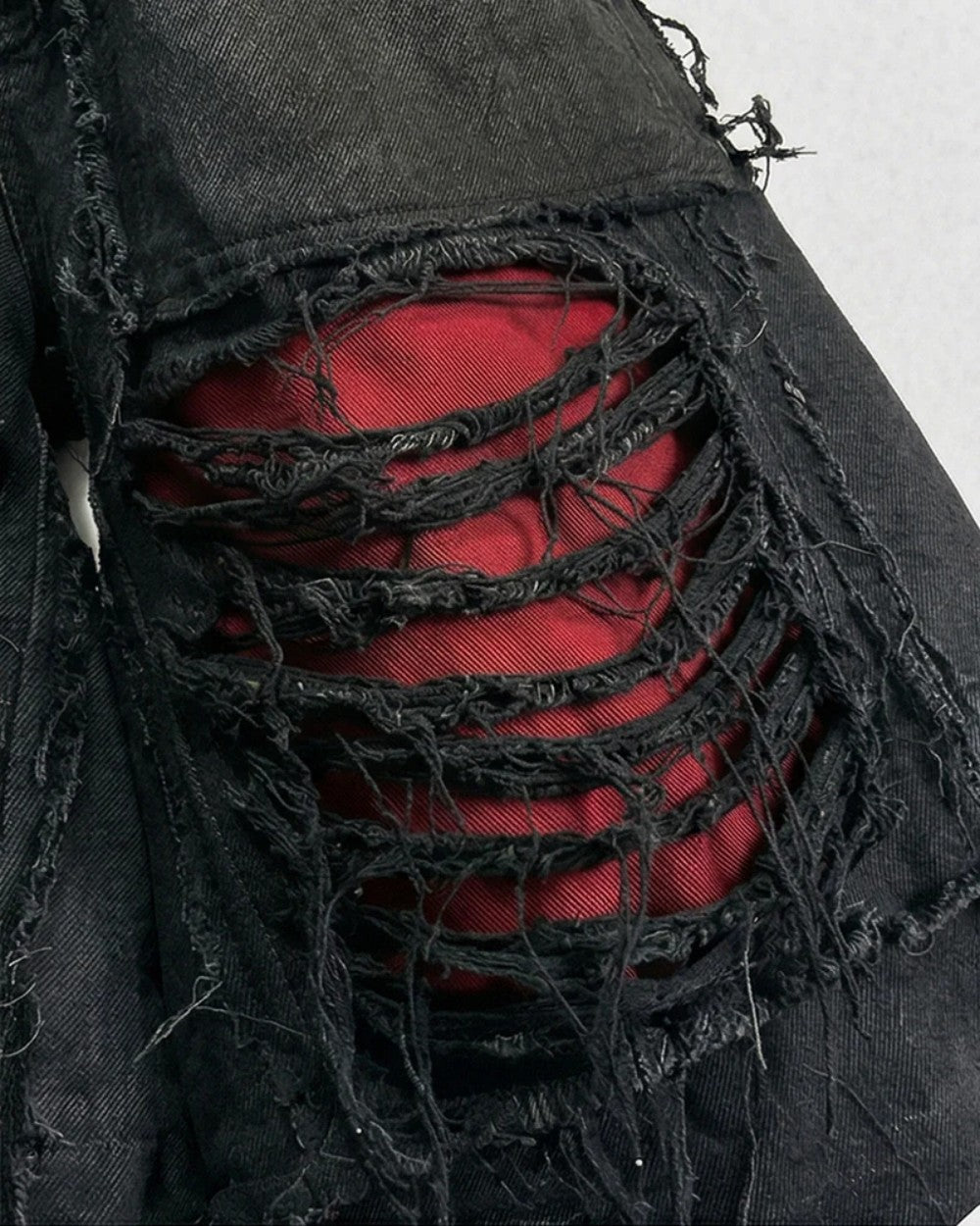 YAVIORA Ripped Fake Two-Piece Red Liner Shorts