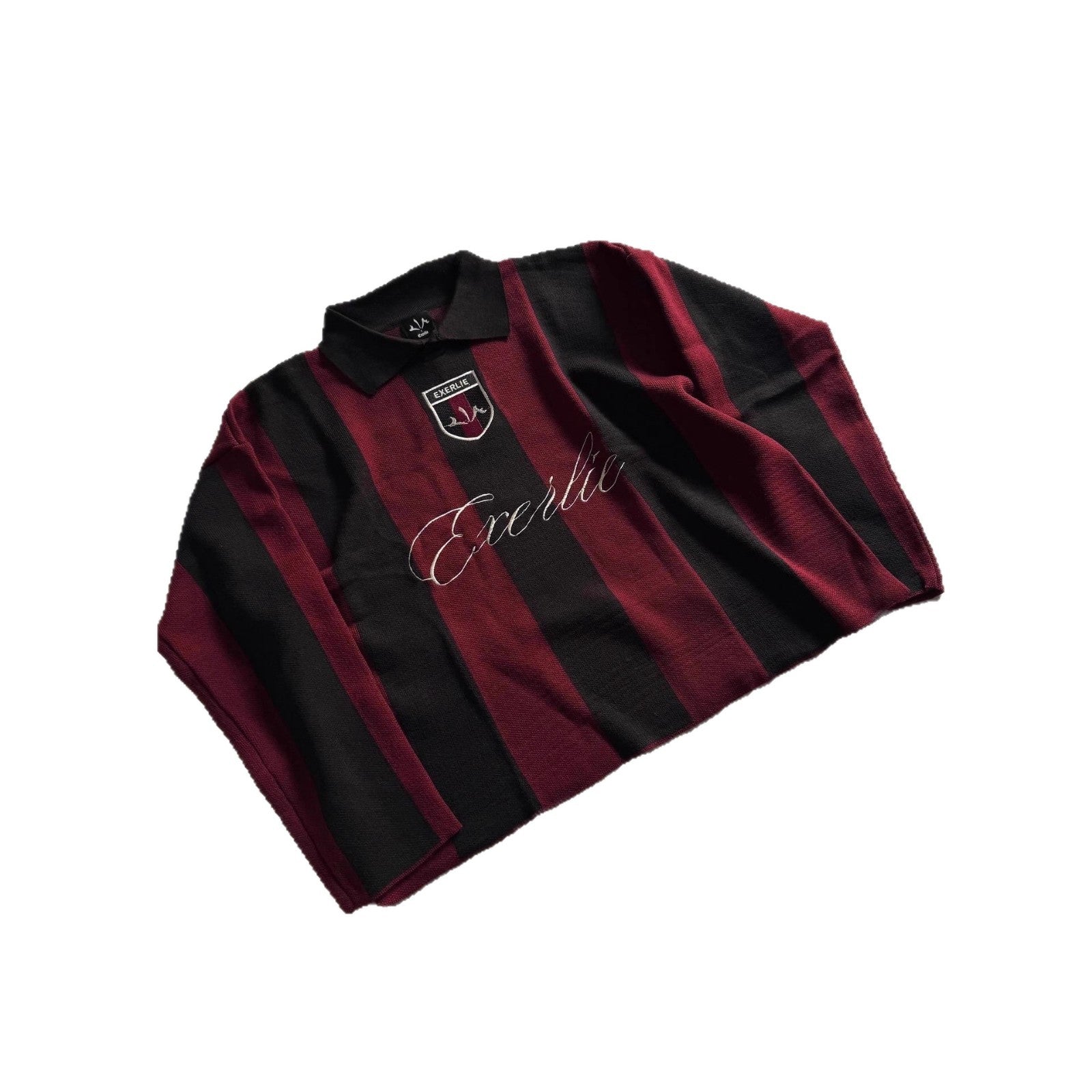 Oversized color-blocked knit sweater with letter embroidery